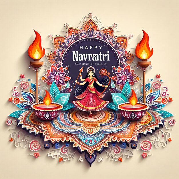 Photo new illustration happy navratri