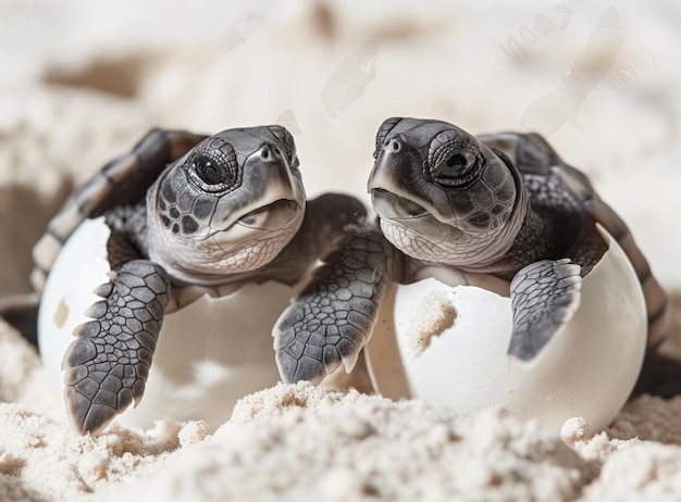 New Life Emerges Turtle Eggs Hatching on White Sand Beach CloseUp of Baby Turtles Crawling from Shel