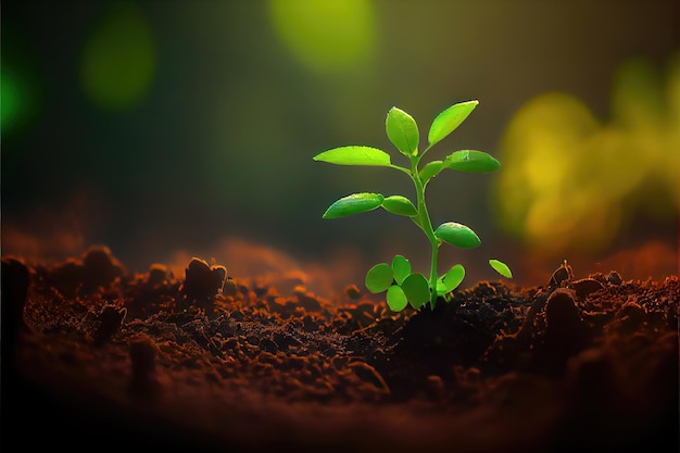 New life in the forest. Young Growing plants