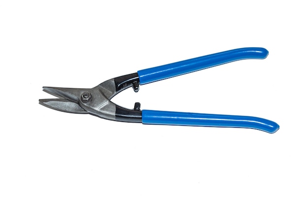 New manual steel shears for metal isolated on a white background