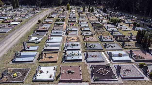 New and modern Cemetery in one European country arial view