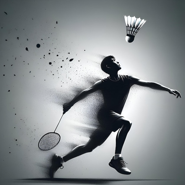 A new modern digital illustration of Badminton player in action