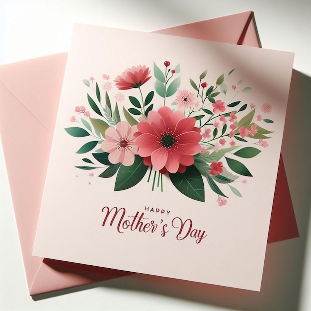 New Mothers Day greeting card design with floral