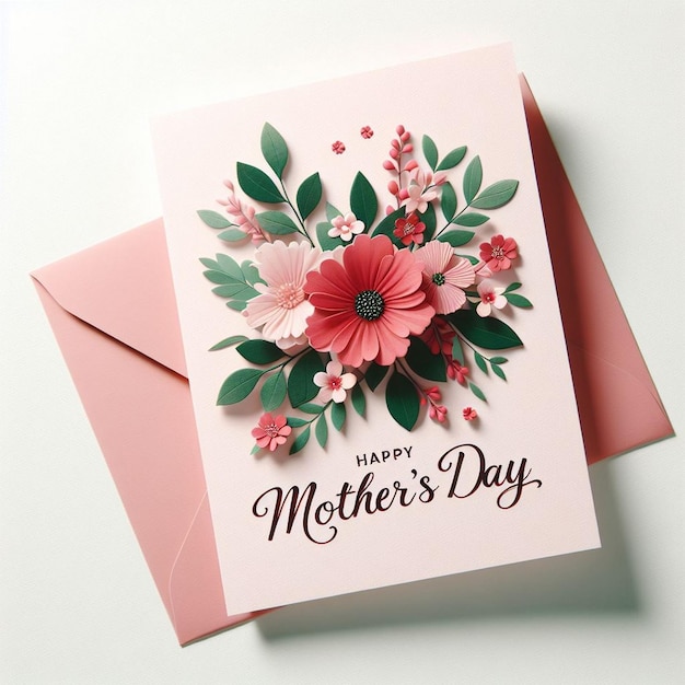 New Mothers Day greeting card design with floral