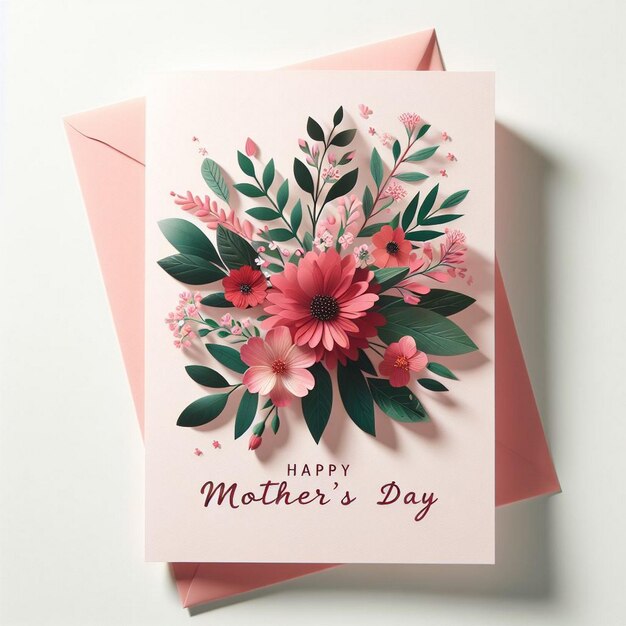 New Mothers Day greeting card design with floral