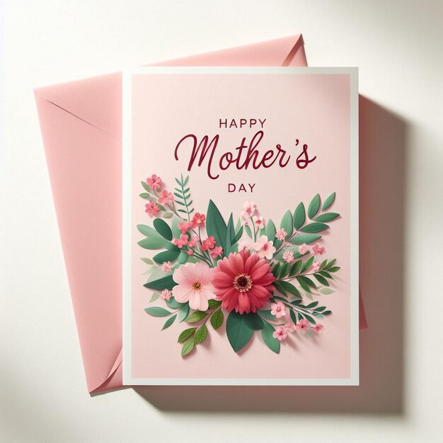 New Mothers Day greeting card design with floral