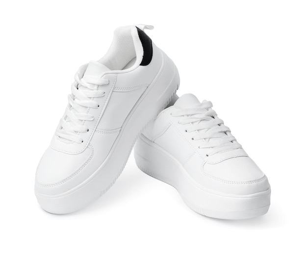 New pair of white sneakers isolated on white