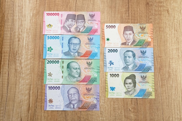 New Rupiah issued in 2022. Indonesian money banknotes.