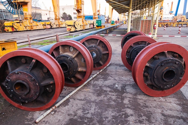 New steel wheels for a port railway crane in the seaport of Constanta Romania