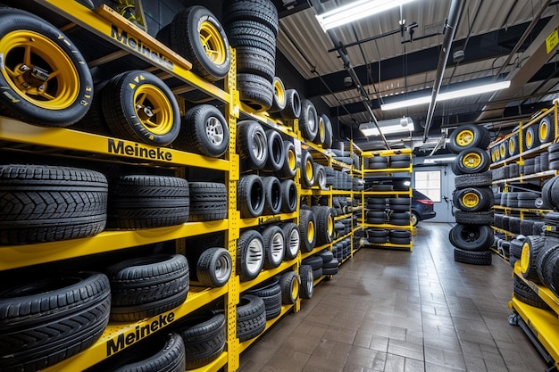 Photo a new tire storage warehouse