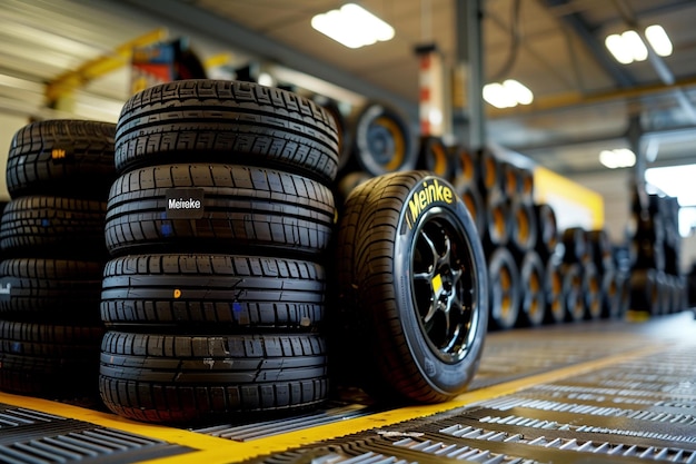 Photo a new tire storage warehouse