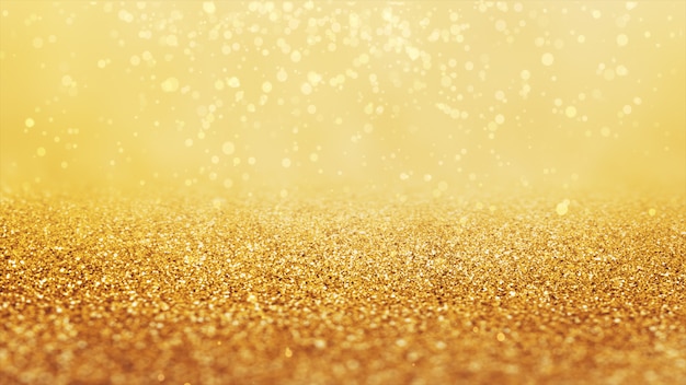 New year 2020. Bokeh background. Lights abstract. Merry Christmas backdrop. Gold glitter light. Defocused particles. Golden color