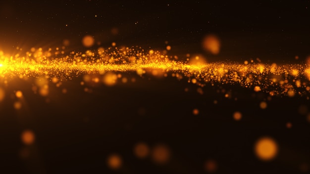 New year 2020. Bokeh background. Lights abstract. Merry Christmas backdrop. Gold glitter light. Defocused particles. Isolated on black. Overlay. Golden color