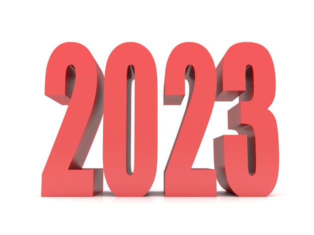 New Year 2023 3d rendering on white background