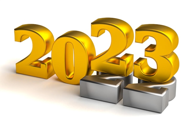 New year 2023 holiday concept The number 2023 lies at 2022