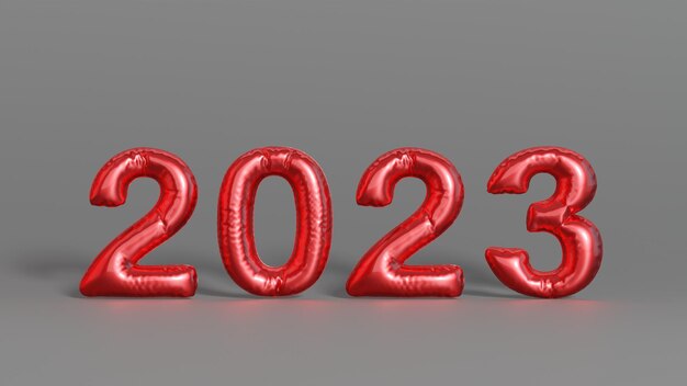 New year 2023 red balloons Numbers Figures balloons a design element 3d render