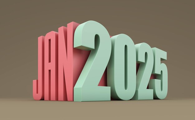 Photo new year 2025 creative design concept 3d rendered image