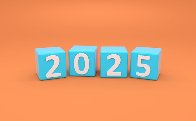 New Year 2025 Creative Design Concept 3D Rendered Image