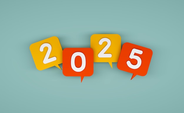 New Year 2025 Creative Design Concept 3D Rendered Image