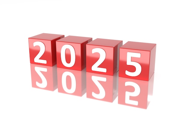 New Year 2025 Creative Design Concept 3D Rendered Image