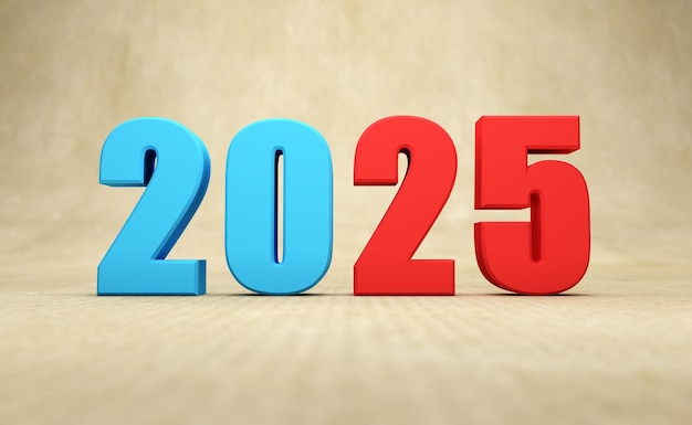 New Year 2025 Creative Design Concept 3D Rendered Image