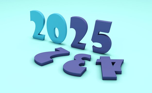 New Year 2025 Creative Design Concept 3D Rendered Image