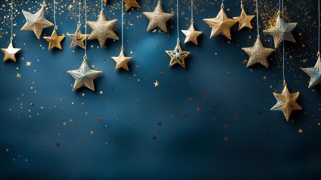 Photo new year background stars decorations greeting card and desktop background copy space ai generative