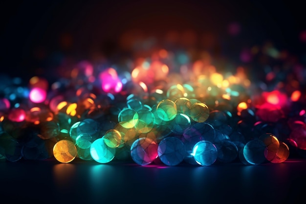 New year bokeh background colorful lights on a dark Bright neon abstract background generative ai