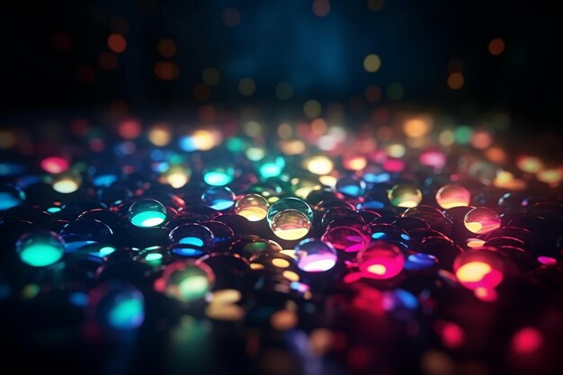 New year bokeh background colorful lights on a dark Bright neon abstract background generative ai