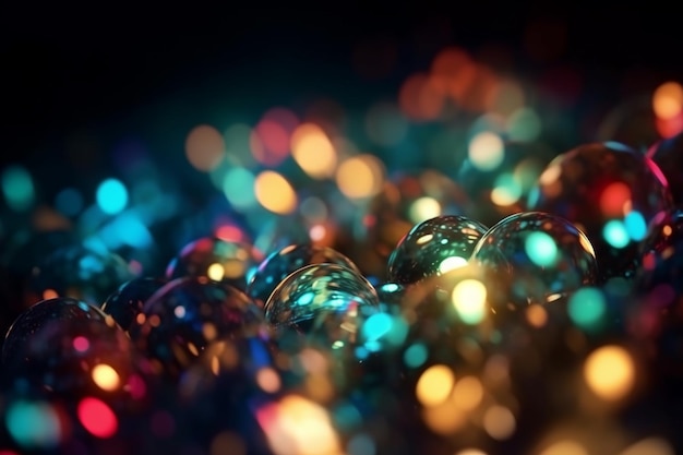 New year bokeh background colorful lights on a dark Bright neon abstract background generative ai