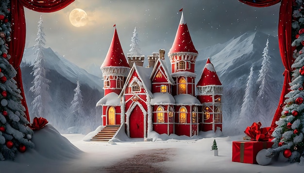 new year castle photo studio backdrop christmas concept