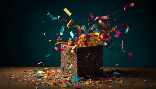 New year celebration Bright confetti shiny balloons and exploding joy generated by AI