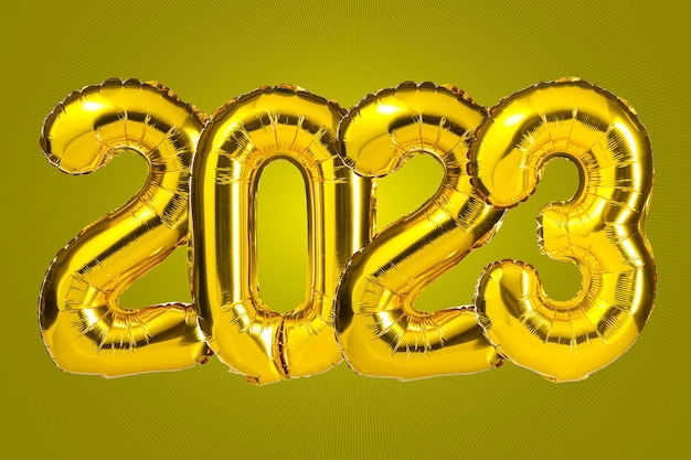 New year celebration golden yellow foil color balloons balloons on yellow background