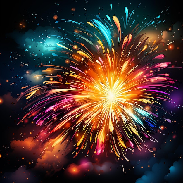 New year colourful firework background desktop wallpaper illustration