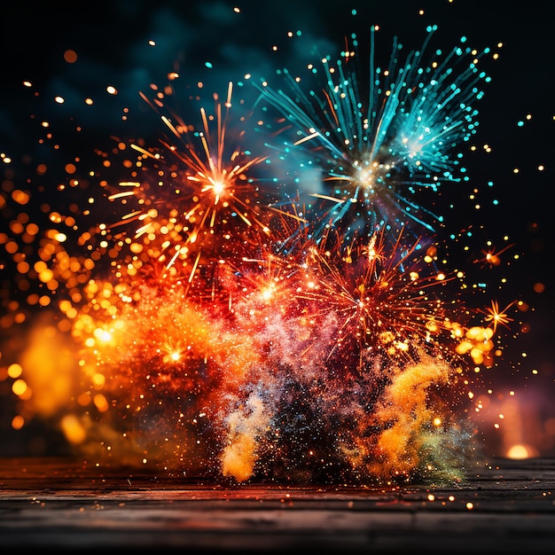 New year colourful firework background desktop wallpaper illustration