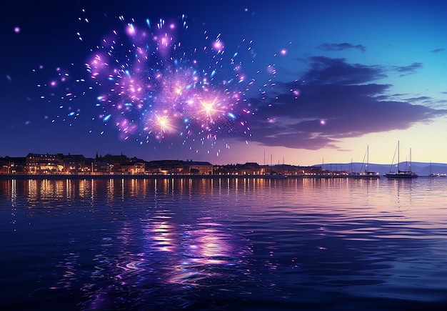 New year colourful firework background desktop wallpaper illustration