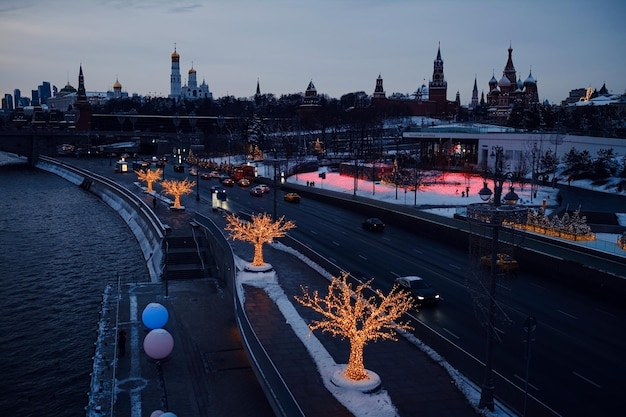 New year eve in Moscow Festive illumination in the capital of Russia