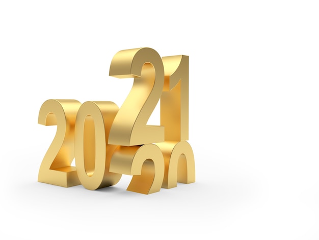 New year golden numbers change 2020 to 2021