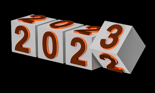 New year holiday concept Cubes with number 2023 replace 2022