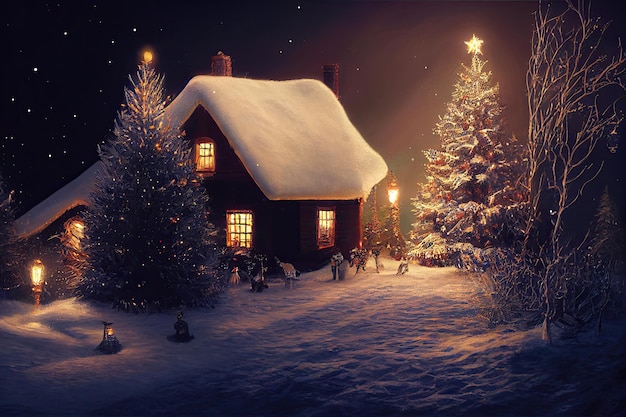 New Year and Merry Christmas Holiday Winter Background Christmas decorations backdrop generative ai