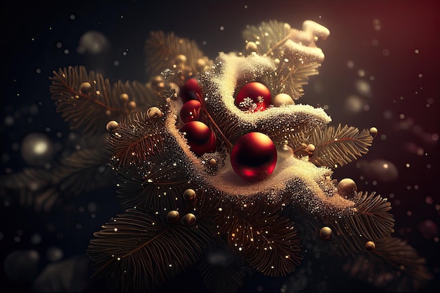 New Year and Merry Christmas Holiday Winter Background Christmas decorations backdrop generative ai