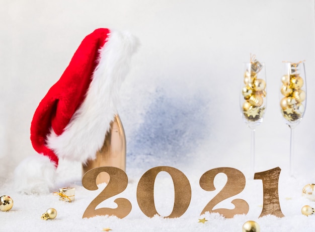 New Year number and Christmas decorations