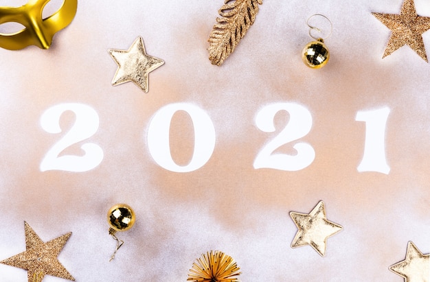 New Year number and Christmas decorations