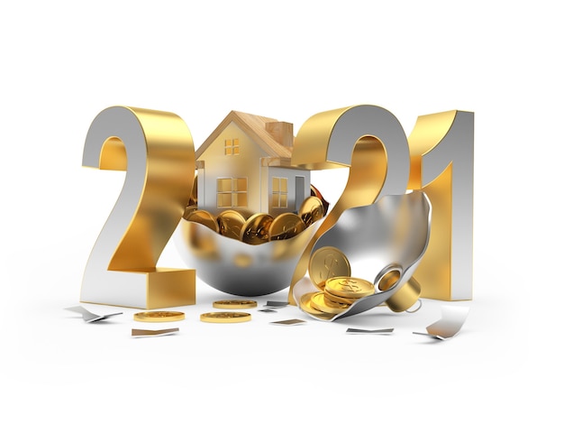 New Year number and house icon