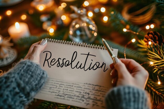 Photo new year resolution diary plan write on notebook