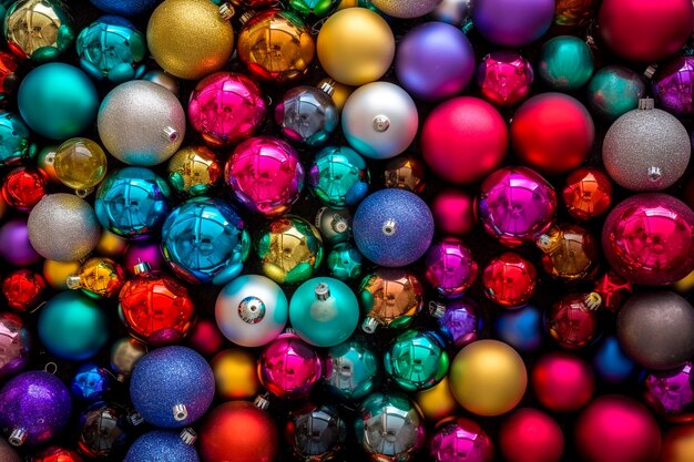 New Year's background made of shiny multicolored New Year's balls