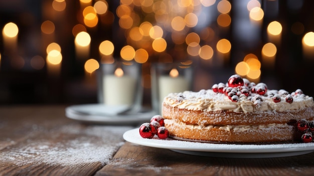 New Year's cake and Christmas cake on a New Year's background