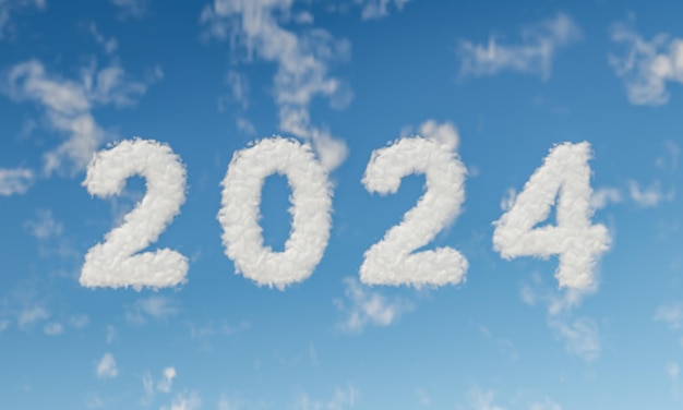 new year sign 2024 written with clouds in the sky