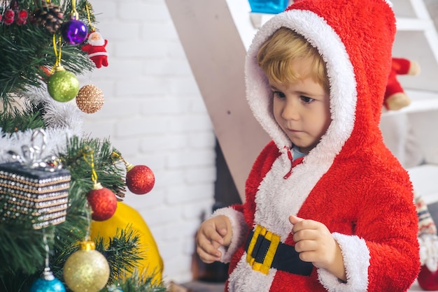 New year small boy at decoration toy