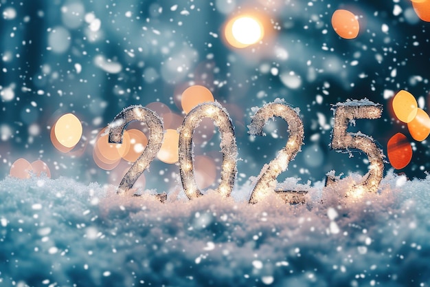 New Years Eve Celebration 2025 with Snowy Bokeh